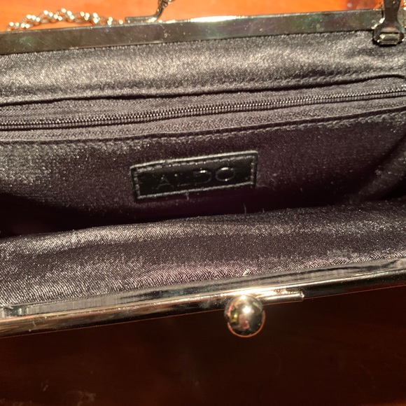 ALDO Black sequin clutch w/removable silver chain - Picture 2 of 2